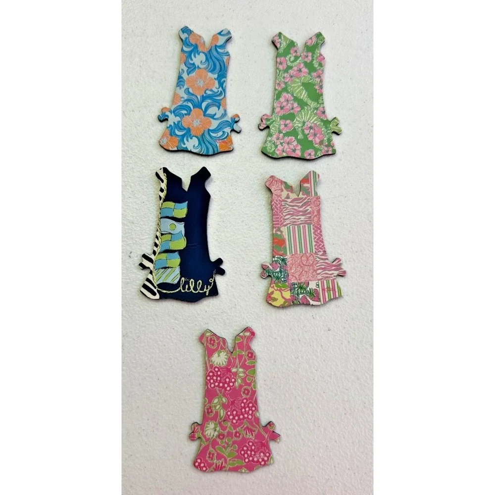 Lilly Pulitzer Set of 5 Shift Dress Magnets Die Cut 2x3 Refrigerator Whimsical